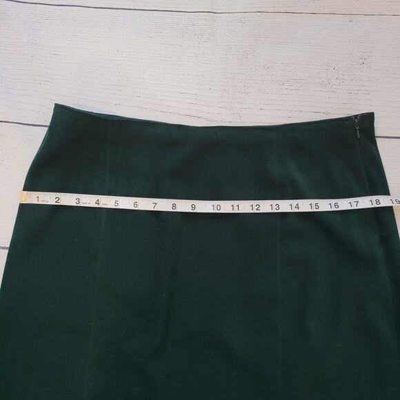 Talbots Size M Two Piece Skirt Set Velour Emerald Green Button Up Top Mature - Picture 10 of 14